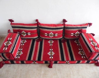 ARABIC Artuqid RED Oriental Seating COVER - Majlis - Velvet - floor seating - jalsa - floor sofa Indoor/outdoor - Hookah lounge - Home 6pcs
