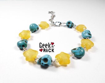 Skull bracelet Calaveral - Mexican - sugar skull - dia los muertos - day of the dead