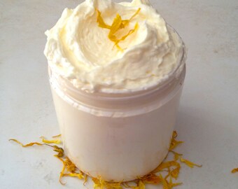Lemon Cake Batter Whipped Shea Butter 8 oz. Rich Moisturizer Lotion, Lemon Zest, Sweet Cake with Shea Butter and Coconut Oil