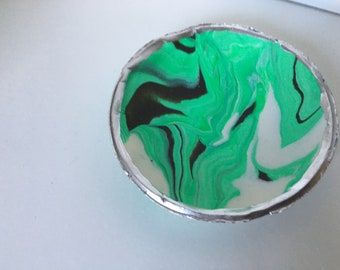 Jewelry Dish/Bauble Bowl (green, white, black)