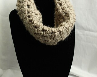Cozy Crocheted Cowl in Taupe
