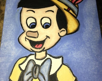 ACEO ORIGINAL Pinocchio DISNEY Inspired Hand Painted Watercolors atc