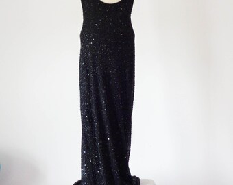 Vtg 80s Beaded BREAKFAST at TIFFANY'S Dress, Small to Medium