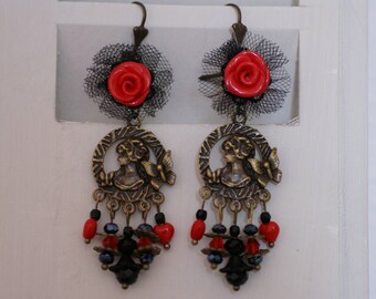 Tulle and marquise earrings