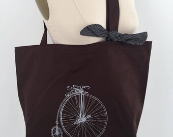 Black shopping bag with bike screen print