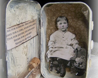Altered Altoid Tin Assemblage Collage Altered Art Tin 3D Vintage Tin Case Childhood Collage Vintage Mixed Media Found Object Art Collage