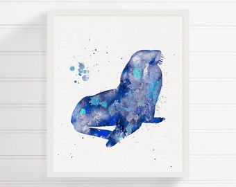 Watercolor Seal, Seal Art Print, Seal Painting, Seal Poster, Seal Wall Art, Nursery Wall Art, Beach Art Print, Coastal Wall Decor, Ocean Art