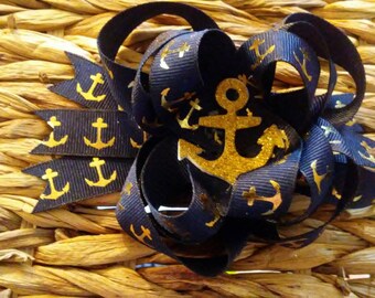 Anchor Nautical Hair Bow