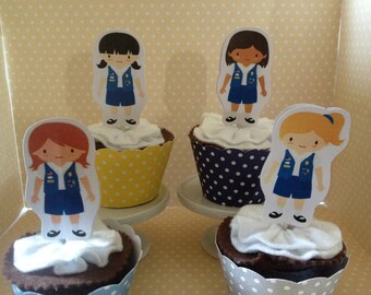 Girl Scouts, Daisies, Brownies, Junior Scouts Paty Cupcake Topper Decorations - Set of 10