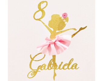 Personalized Ballerina glitter cake topper, Ballerina cake topper, ballerina name topper, ballerina party, dance cake topper, birthday cake