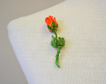 1960s Red Rose Brooch