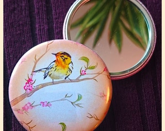 Bird and Blossom Mini Pocket Mirror