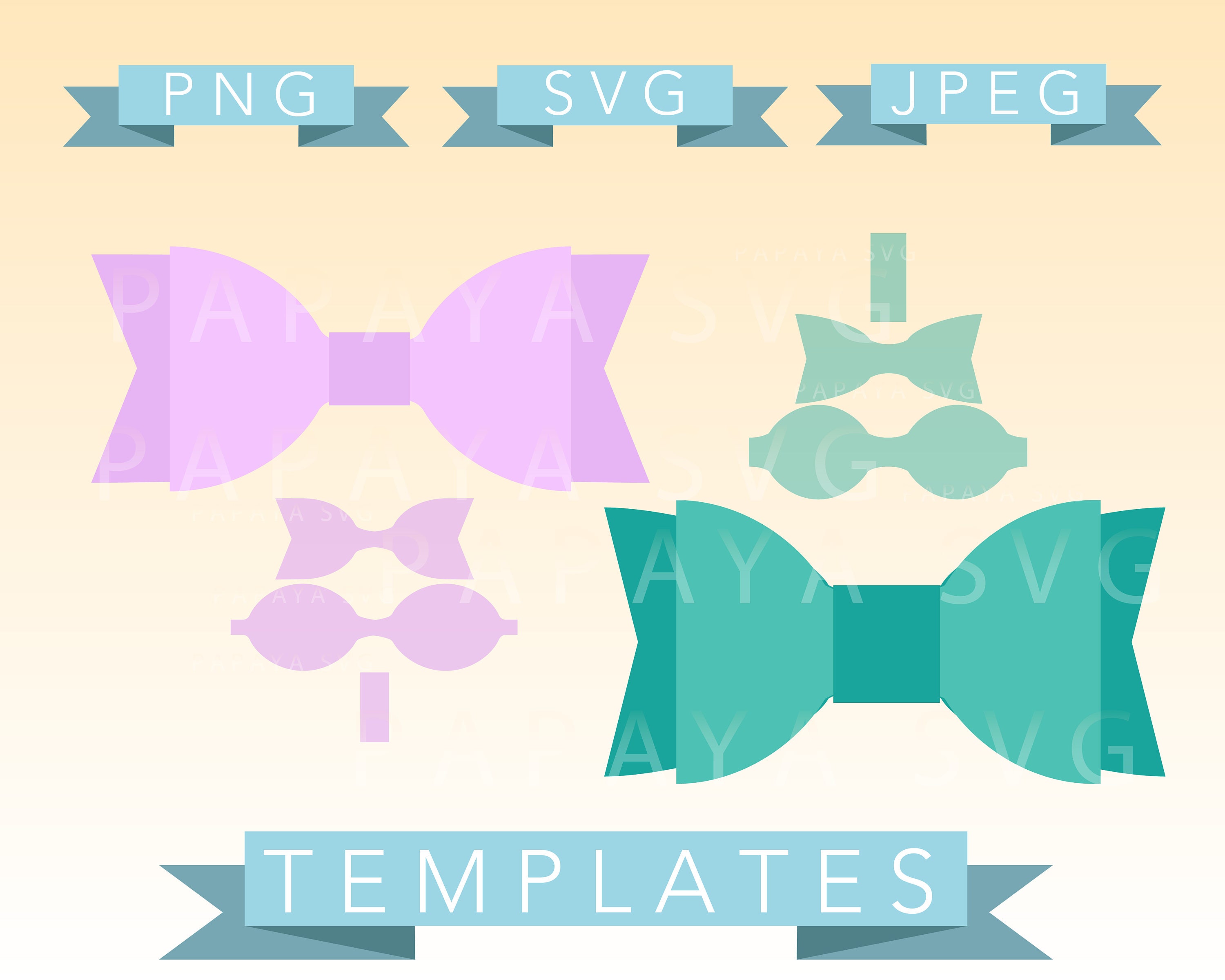 Download Diy Bow Template Cut File SVG PNG JPEG Cricut Sihouette