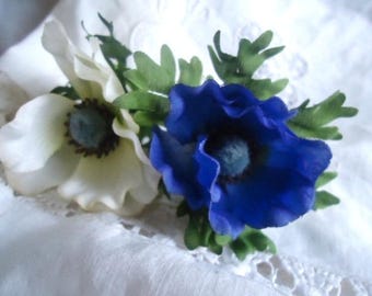 Set of 2 beautiful anemones in fabric