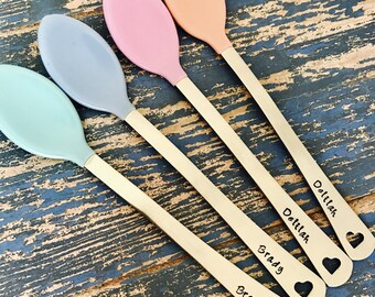 Hand Stamped Custom Baby Spoons Personalized with Names or Initials - Engraved - Heart - Shower Gift - New Baby - Boy - Girl - Custom