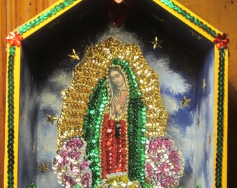 Virgen de Guadalupe Wood Mexican Nicho