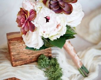 Peony and Succulent Bouquet
