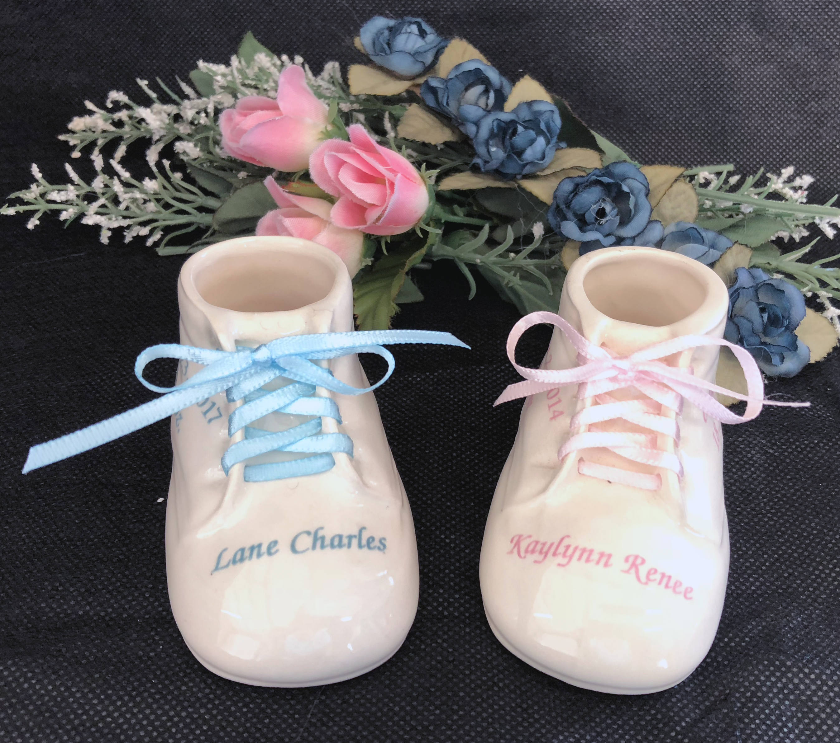 1 Personalized Ceramic Baby Shoe Bootie Keepsake Newborn