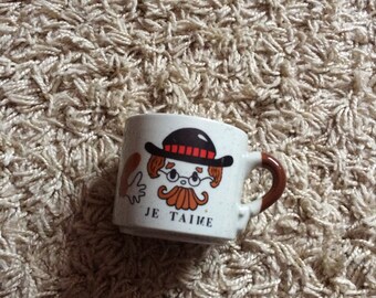 Unusual Vintage Novelty French Mug 'Je Taime' I Love You Valentines!