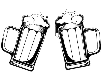 Beer mug SVG, Beer SVG, Beer mug,Mugs, Beer, Mug silhouette,Set of two,Alcohol,Mug vector,Glass,Silhouette,SVG,Graphics,Illustration,Logo
