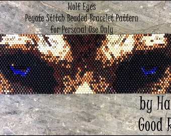 Bead Pattern Wolf Eyes Beaded Bracelet peyote stitch or loomwork tutorial instructions - diy jewelry design by Hannah Rosner
