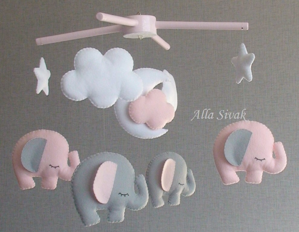 Elephant Baby Mobile Baby Crib Mobile Pink Elephant Mobile
