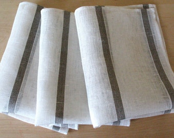 Linen Napkin Natural White Gray set of 8 - Flax 17.7" x17.7" size