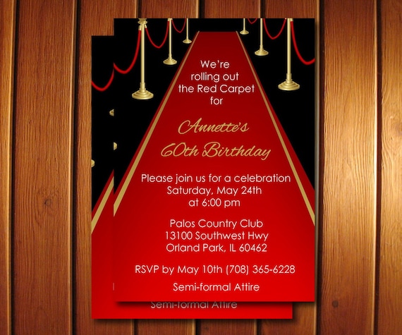 Red Carpet Invitation Adult Red Carpet Birthday Invite