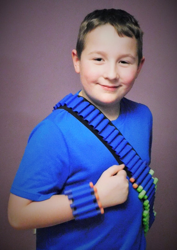 Foam Bullet Dart Holder Belt Rambo Bandolier Black Blue