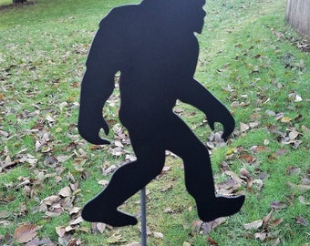 Bigfoot Garden Stake, Large Outdoor Metal Art, Black Metal Art, Sasquatch