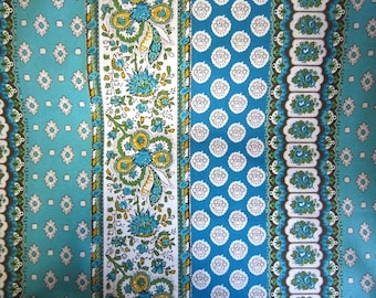 New!! Souleiado Bande Provensale 110x100 sheeting in turquoise made in Japan