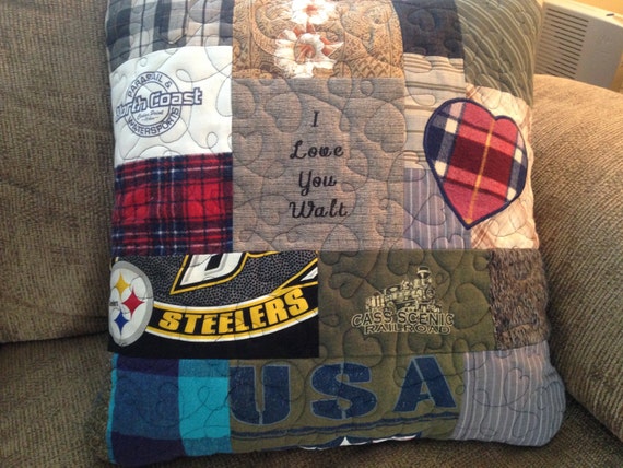 Download Dad's T-shirt Memory Pillow. Made to Order Pillow.