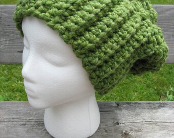 Women's green slouchy hat winter hat