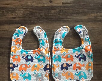 Set of two gender neutral epephny baby bibs