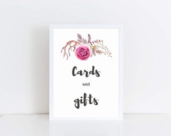 Cards and Gifts wedding sign INSTANT DOWNLOAD, 5x7 and 8x10, Cards and Gifts Sign Wedding printable, Bridal Shower decor