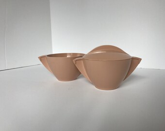 Pink Melmac Sugar and Creamer Set