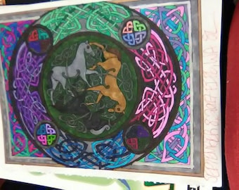 Celtic knotwork horses