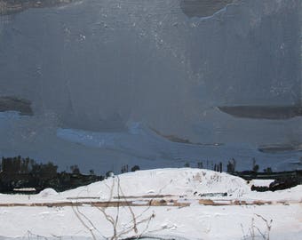 Blanket, Original Winter Landscape Painting on Panel, Stooshinoff