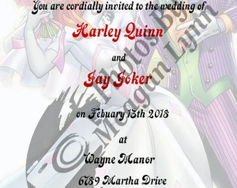 Harley Quinn and Joker Wedding Invite *Digital*