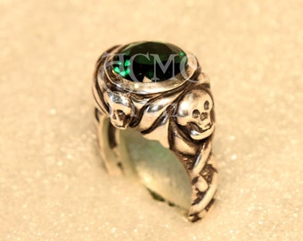 Johnny's Jack Sparrow Emerald Ring SILVER .925 Pirates of the caribbean depp pirate