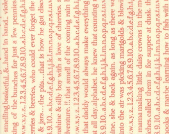 Ella and Ollie - Text in Strawberry Red : sku 20304-21 cotton quilting fabric by Fig Tree and Co. for Moda Fabrics