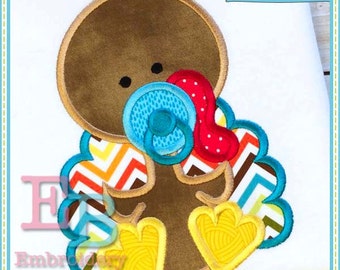 Baby Boy Turkey Applique - This design is to be used on an embroidery machine. Instant Download