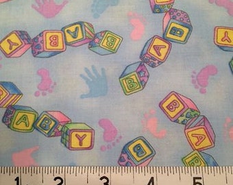 Baby Fabric, 100% Cotton, Blue Hoffman Fabric x one yard