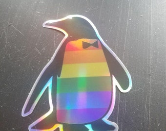 Gay Pride Penguin Holographic Sticker