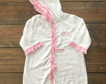 Pink Gingham Ruffle Hooded Coverup