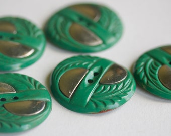 Green Celluloid With Metal Button