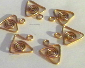 Copper Wire Swirl Triangle Dangle Charm