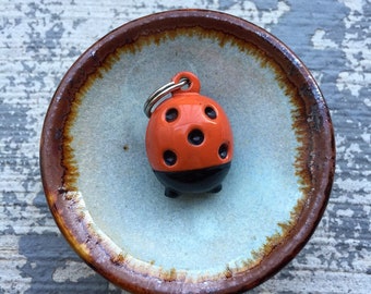 Lady Bug Betty: Individual Vintage-Inspired Lady Bug Bell Charm Stitch Marker for Knitters & Crocheters