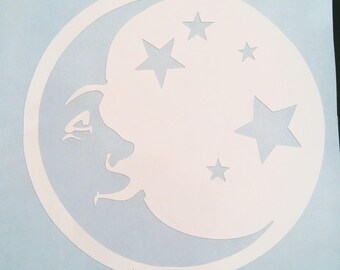Moon and Stars Vinyl Decal, Custom Decal