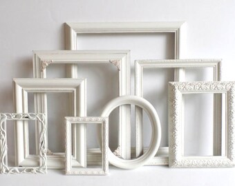 Cottage White PICTURE FRAME Set - Ornate Farmhouse - Nursery Frames - Wedding - Vintage Collection - Shabby Chic - Distressed - Gallery Wall
